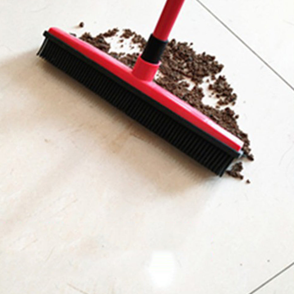 Rubber Broom for Pet Hair Car Windows Cleaning Long Handle Squeegee Red