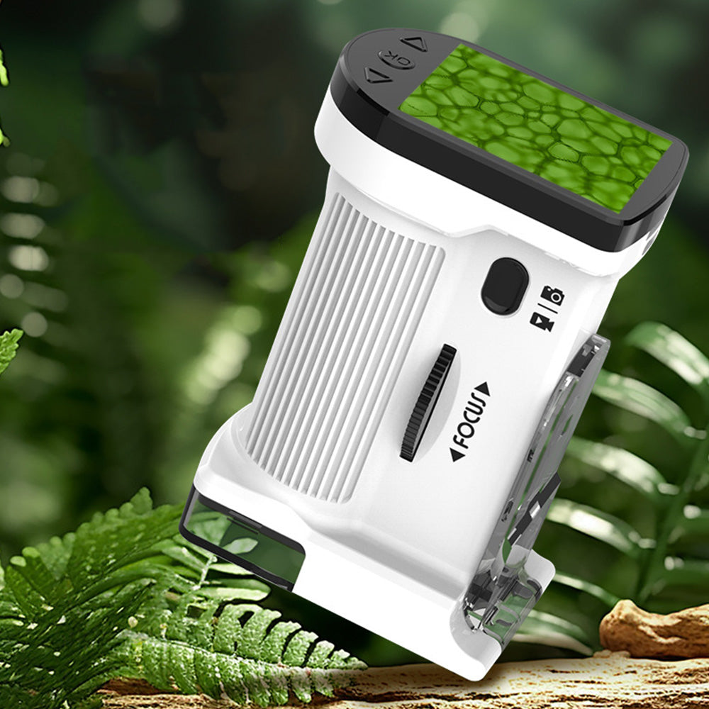 Portable Microscope with 1000X Magnification HD Screen Educational Toy-White