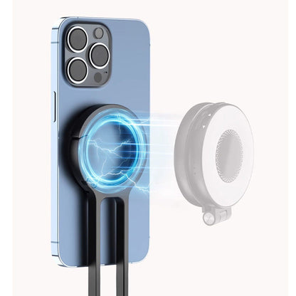 MagSafe Compatible Magnetized Phone Stand ¨C Spring Clip with Foldable Mini Tripod