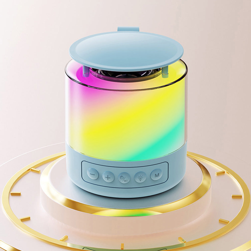 Bluetooth Karaoke Machine with 2 Wireless Microphones Mini Singing Speaker with Colorful Light Blue