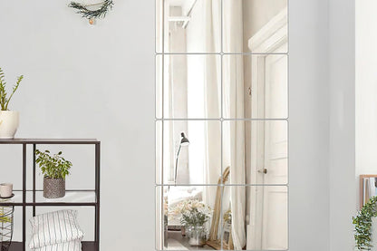 4Pcs Square Self Adhesive Thick Glass Mirror Tiles Wall Stickers