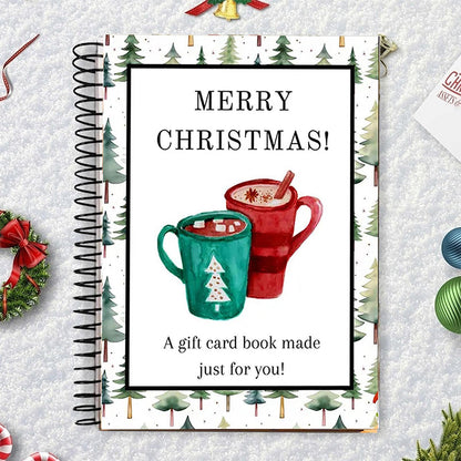 38 Sheets Christmas Gift Card Book Coil Bound Card Holder - Red and Green