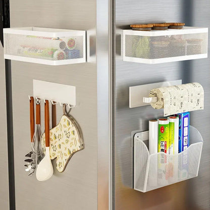 Punching-Free Hanging Storage Baskets Organizer Wall Mount Storage Bin Rack for Kitchen Bathroom White