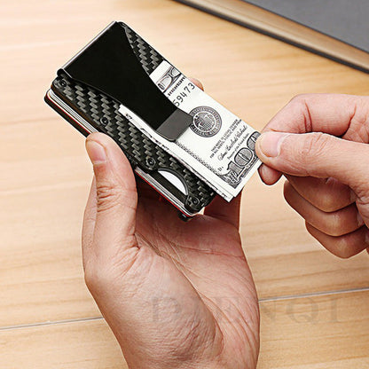 RFID Blocking Wallet Travel ID Card Holder with Metal Clip Black