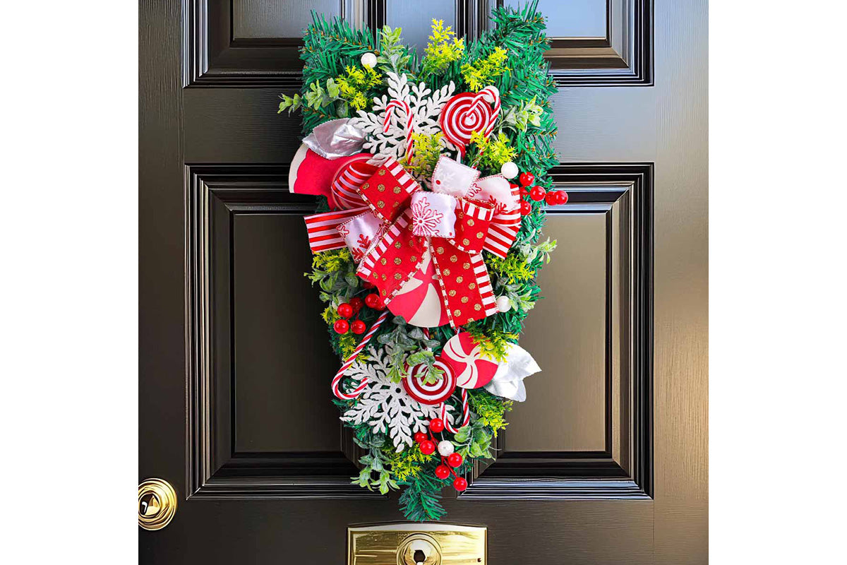 Christmas Hanging Upside Down Tree Candy Decoration for Door Wall