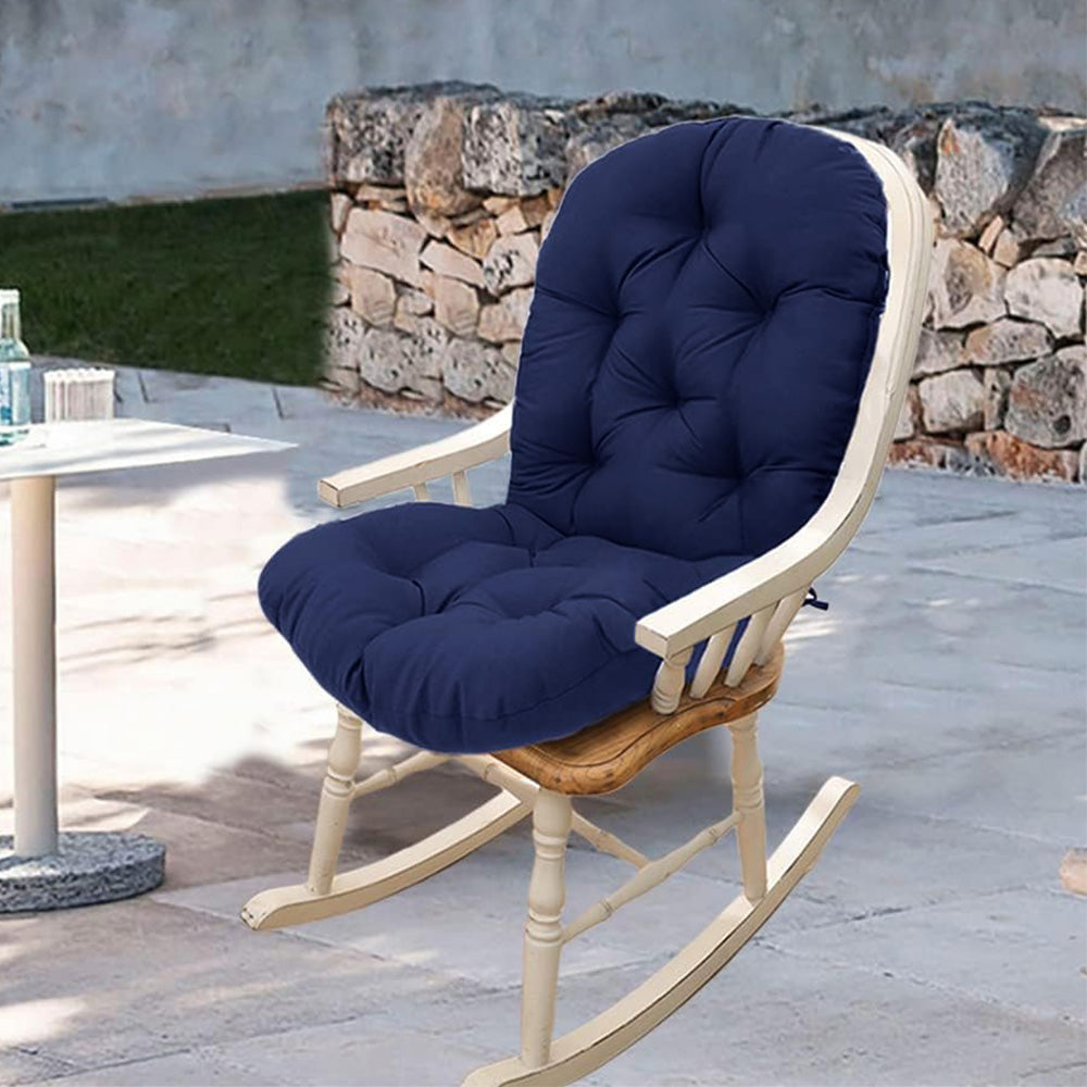 Solid Color Seat Cushion for Swivel Rocker Chair for Home Garden High Back Hammock  Navy