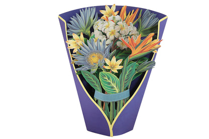 3D Paper Pop Up Flower Cards Mothers Day Gift For Mom All Occasion Cards With Note Card-Bird Of Paradise Bouquet