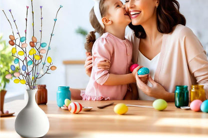 Artificial Easter Spray Vine with Pastel Easter Eggs and Berries for Home Decor