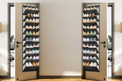 2pcs Fit 20 Pairs Over the Door Shoe Organizer for Closet with Large Deep Pockets 10 Tier Shoe Holder Hanging Boots Storage