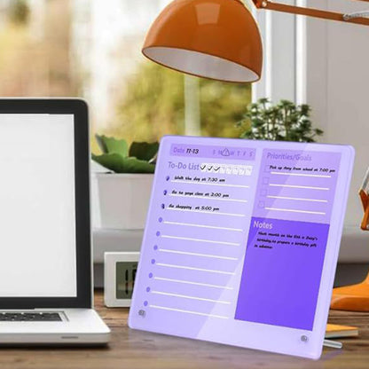 Thick Acrylic Dry Erase Board for Desk Planner with Stand-Purple
