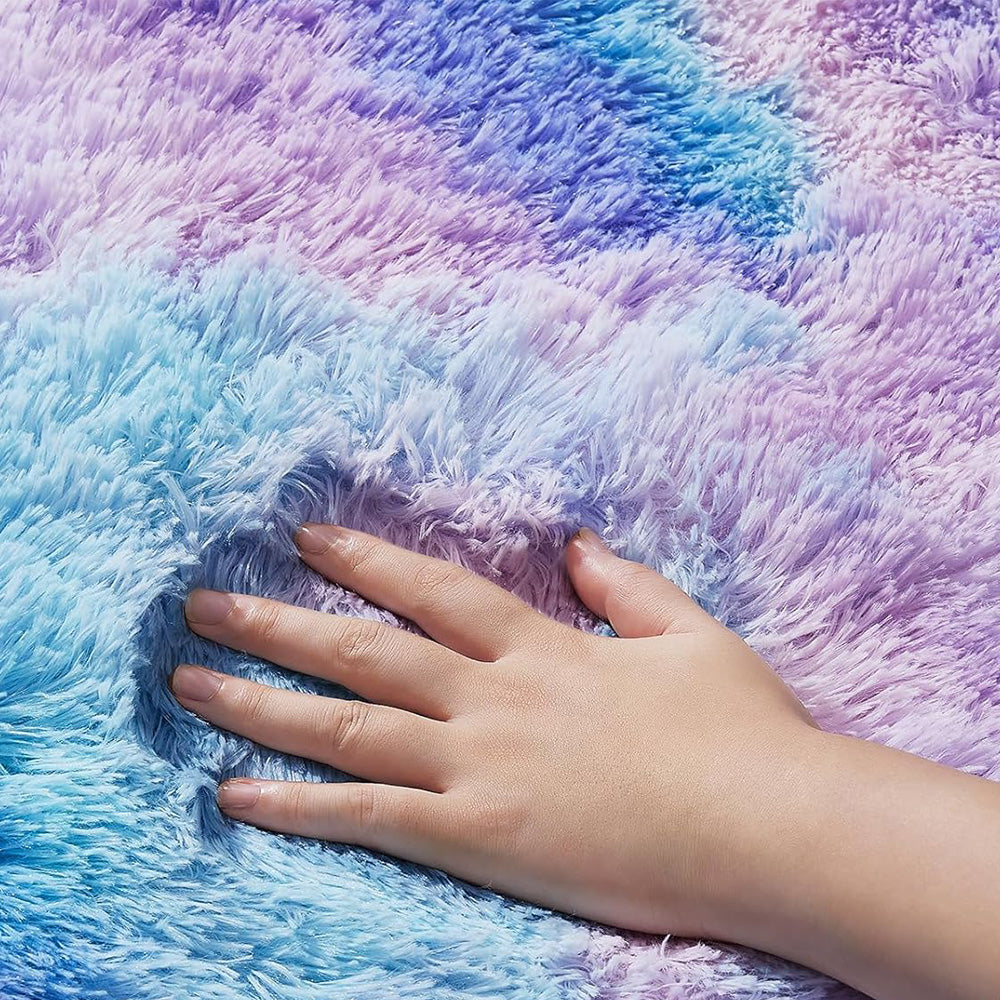 Plush Area Rug Soft Fluffy Carpet for Bedroom Living Room Dorm Room-Blue