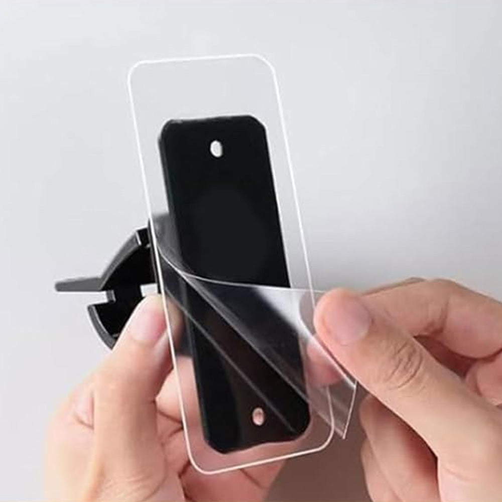 No Drill Self Adhesive Curtain Rod Brackets Transparent Invisible Holders for Curtains Towels-Black