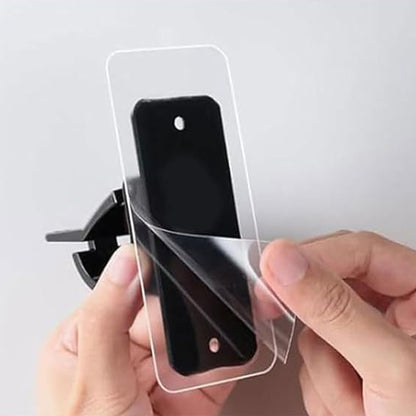 No Drill Self Adhesive Curtain Rod Brackets Transparent Invisible Holders for Curtains Towels-Black