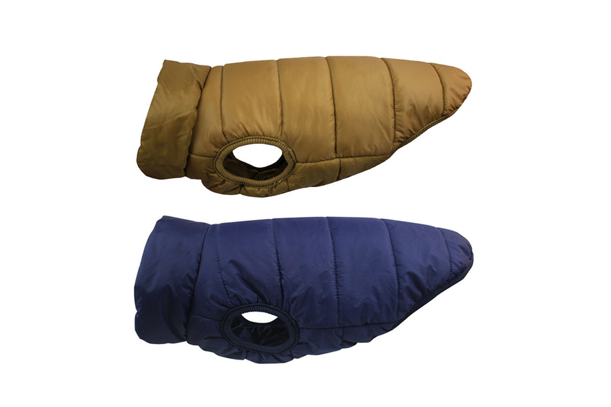 2Pcs Warm Dog Jacket Cold Weather Coat Warm Doggie Clothes Waterproof Dog Vest-Navy And Coffee