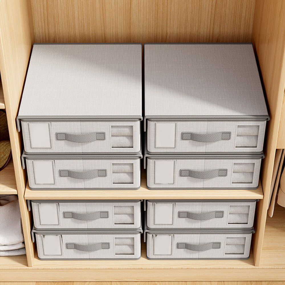 Foldable Bed Sheet Organizer Non-woven Closet Organizers with Clear Window Style 1