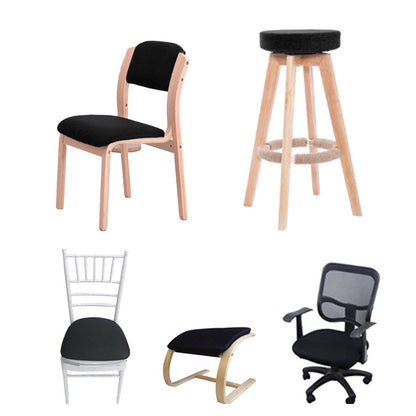 4 Piece Stretch Removable Dining Chair Seat Cushion Slipcovers - Black