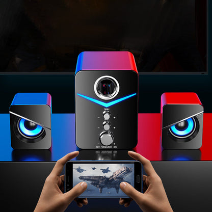 Surround Sound System LED Speakers Bluetooth/USB Wired Audio Speaker for Computer PC Gaming Bass