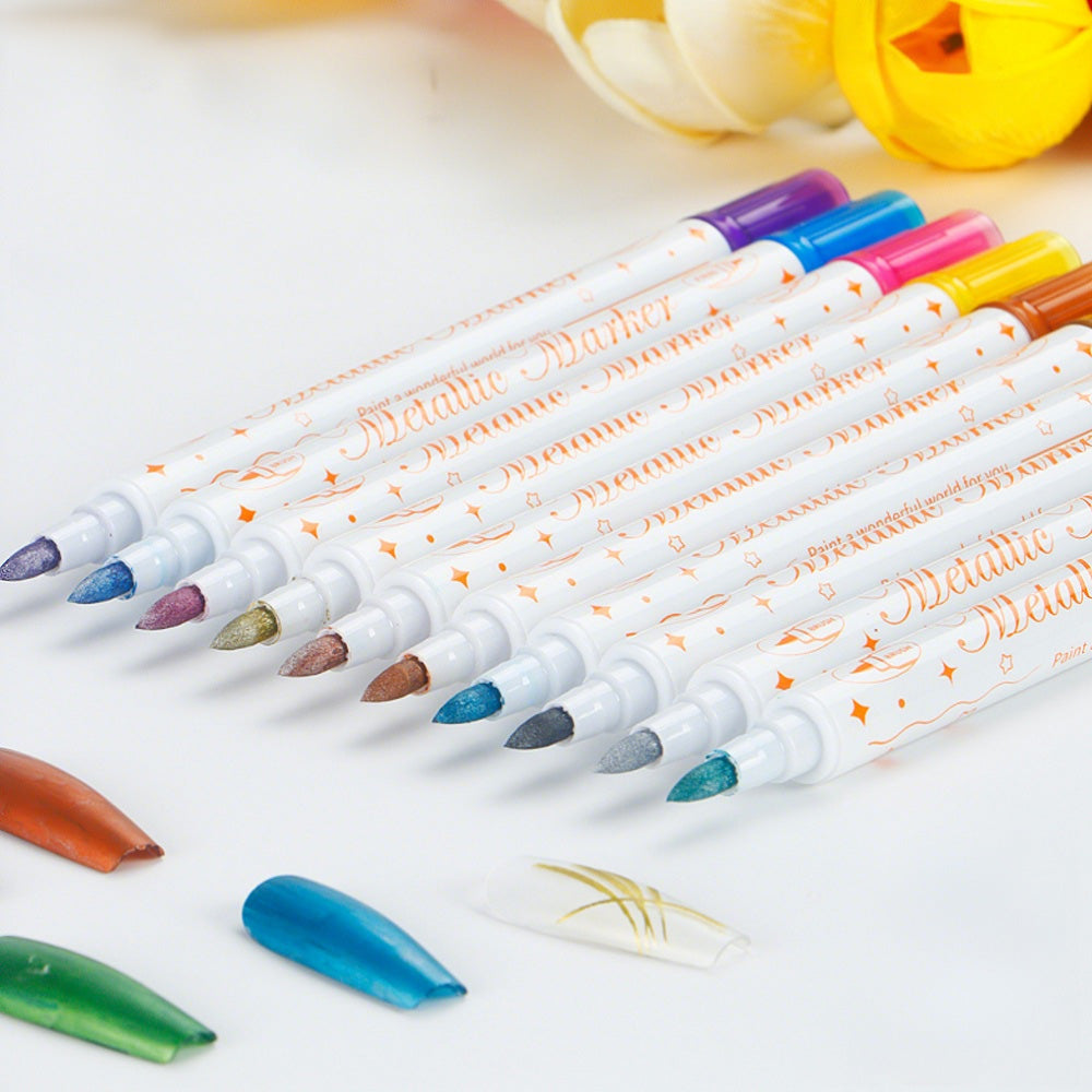 12 Colors DIY Nail Art Pens Set Dual Heads Nail Polish Pens Acrylic Paint Markers For Nail Art