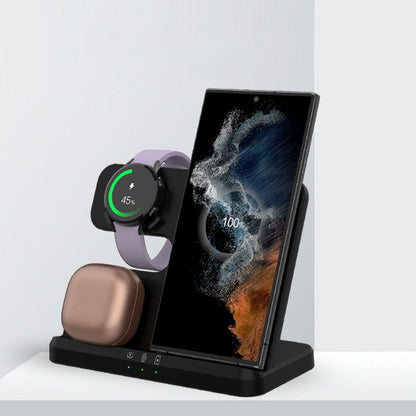 3-in-1 Wireless Charging Station for Samsung Fast Charging Dock for Wireless Charging Devices Black