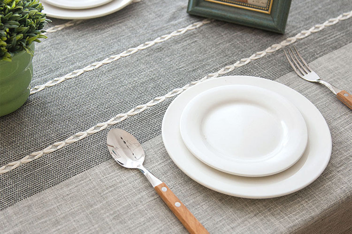 Square Linen Fabric Table Cloth-Washable With Dust-Proof Wrinkle Resistant Table Cover-Gray