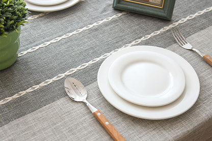 Square Linen Fabric Table Cloth-Washable With Dust-Proof Wrinkle Resistant Table Cover-Gray