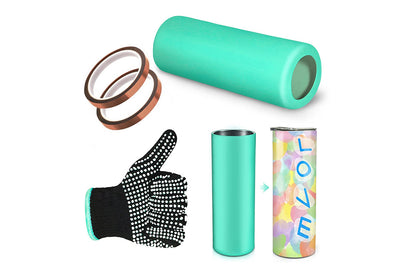 4Pcs Set Sublimation Tumblers Silicone Sleeve Kit for 20 oz Skinny Straight Blanks Cups-Dark Brown
