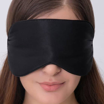 Soft Eye Mask Silk Sleeping Mask Smooth Blackout Eye Mask Portable Travel Eyepatch Rest Blindfold Eye Cover -Black