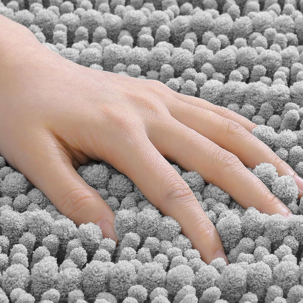 Chenille Fabric Bathroom Rugs Mat With Non Slip Rubber Backing Home Decor Accessories-Dark Grey