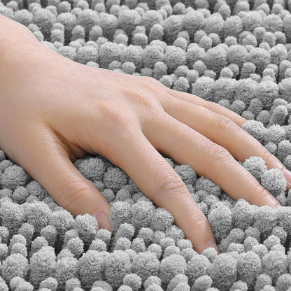 Chenille Fabric Bathroom Rugs Mat With Non Slip Rubber Backing Home Decor Accessories-Dark Grey