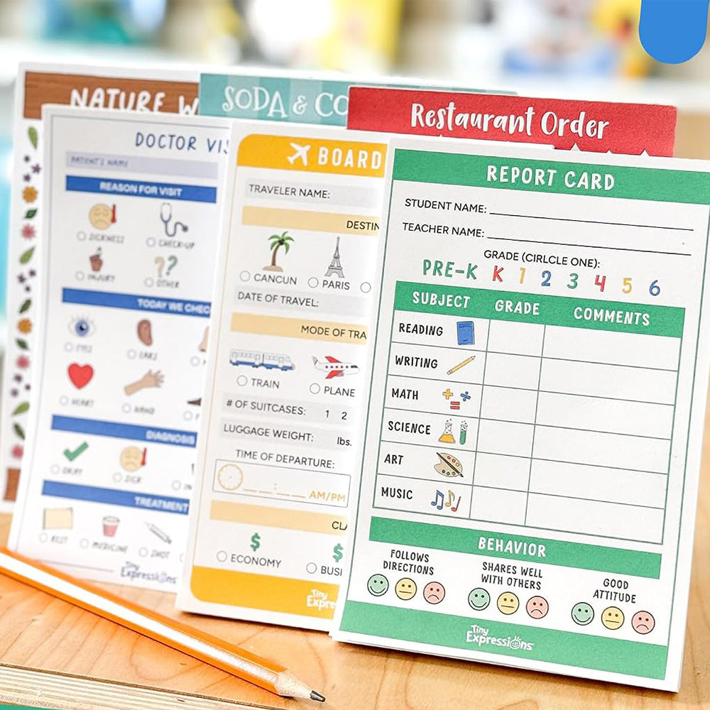 8 Theme Pretend Play Notepads Imaginative Play Notebooks