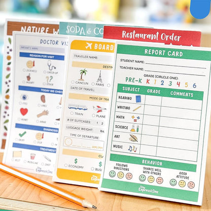 8 Theme Pretend Play Notepads Imaginative Play Notebooks