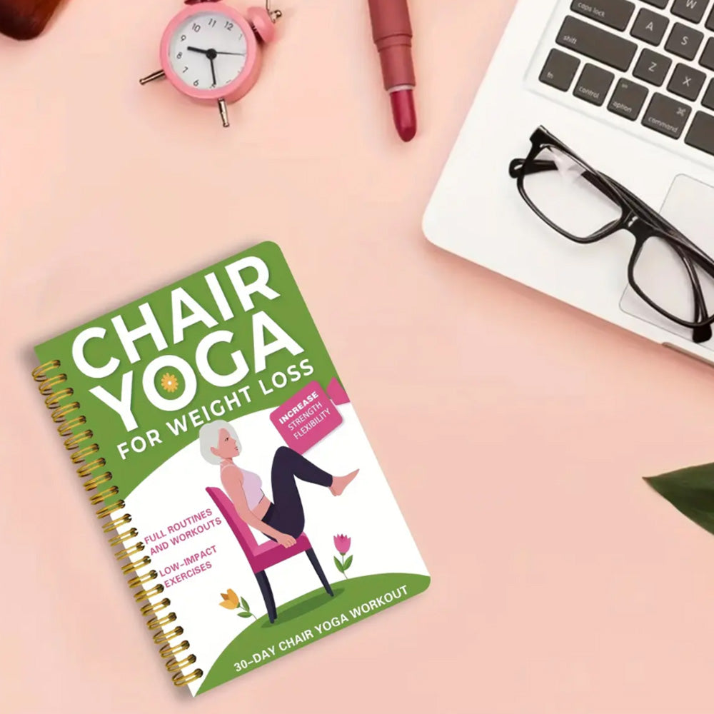 Chair Yoga Book Home Fitness Training Journal-Green