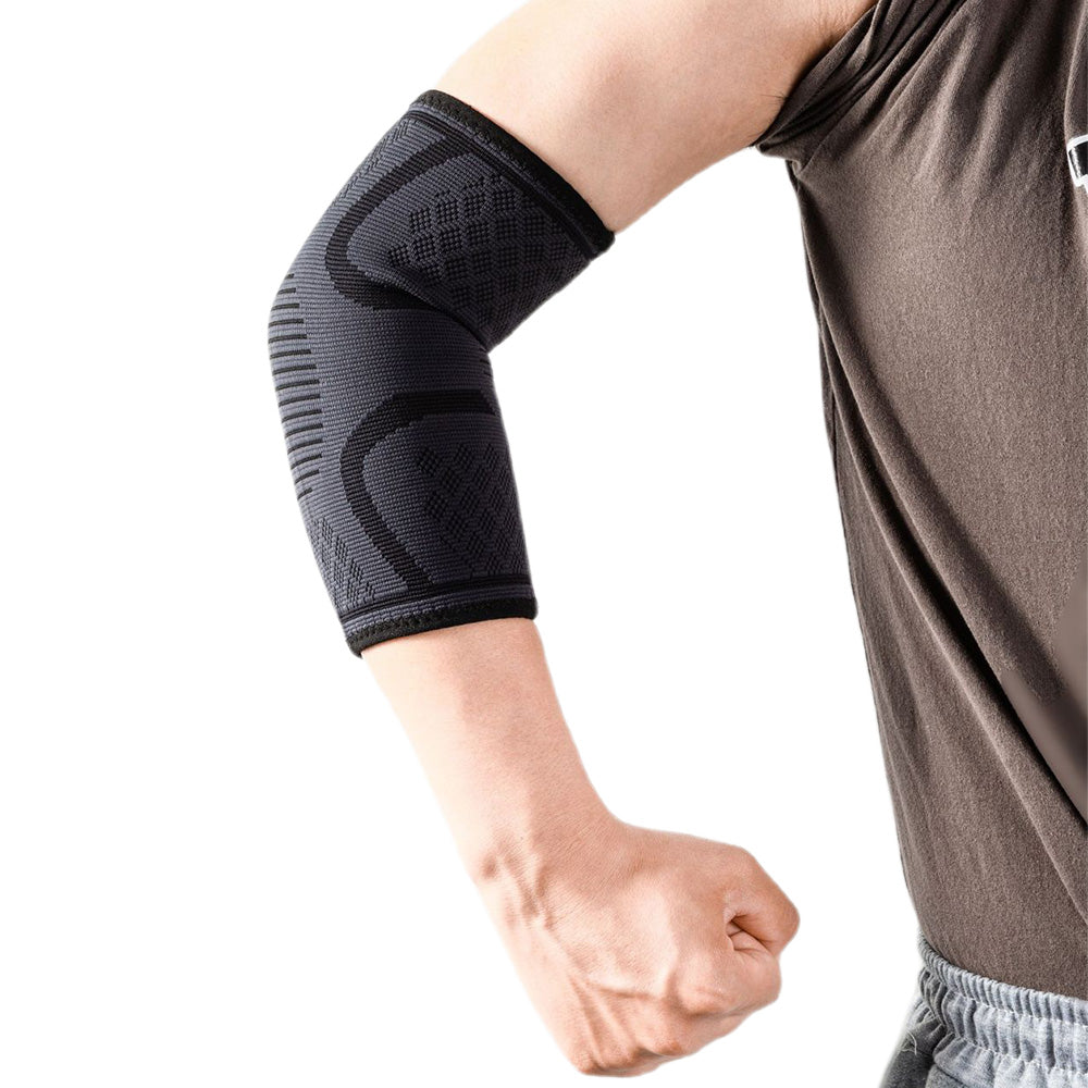 Pair of Elbow Compression Sleeve Elastic Arm Brace Support Wrap for Sports Black