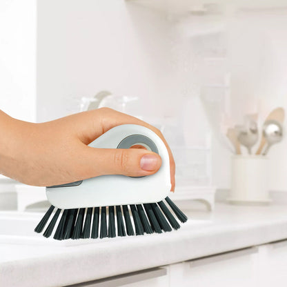 2-in-1 Groove Crevice Cleaning Brush Window Track Cleaning Tool with Hidden Scraper Gray