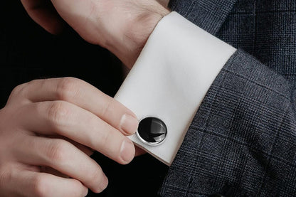 8 Pieces Men Tuxedo Cufflink and Shirt Stud Set for Weddings Parties - Silver
