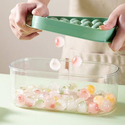 2-Tier Ice Cube Tray Mold with Press-Release Lid & Storage Box for Kitchen Fresh Green