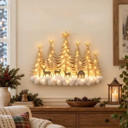 2D Acrylic Lighted Christmas Woodland Forest Wall Decor