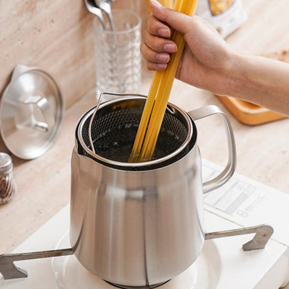 2L Stainless Steel Oil Filter Pot Versatile Oil Strainer Vessel Container Jug Storage Canwith Fryer Basket
