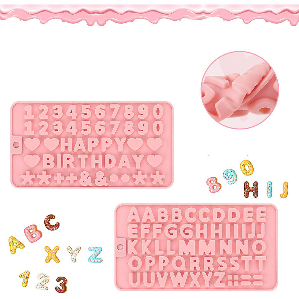 4 Piece Silicone Letter Number Chocolate Molds
