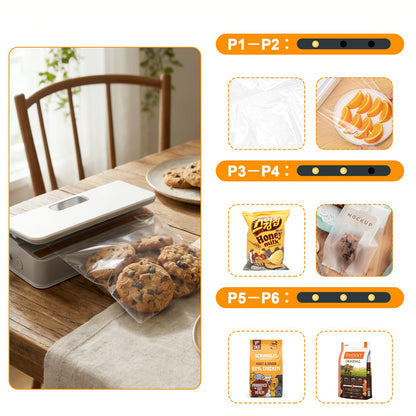 6 Level Bag Sealer with Cutter and LED Display Heat Sealer - White