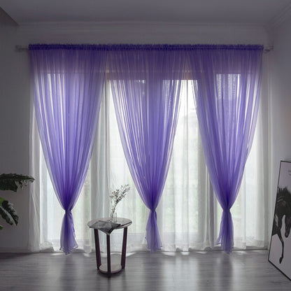 3 Panels Sheer Curtains with Rod Pocket Light Filtering Window Panels for Home Purple