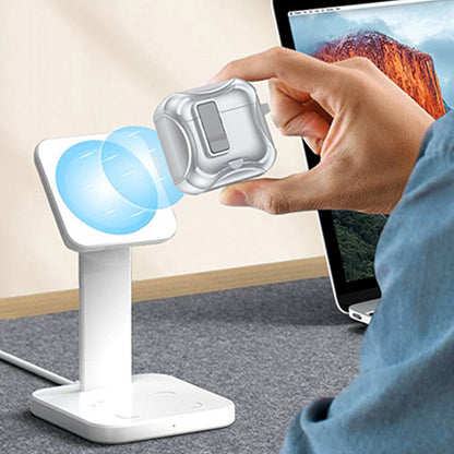 Protective Case For AirPods With Stand Support MagSafe Wireless Charging-Silver