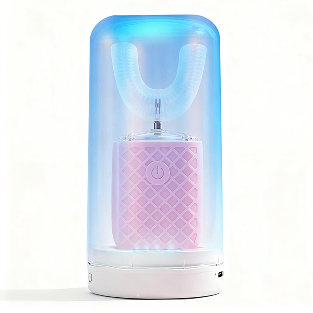 U-Shaped Automatic Electric Toothbrush ¨C With Built-In Sanitizing Cup Pink