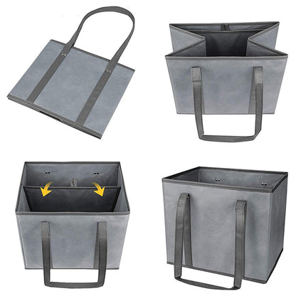 3Pcs Reusable Grocery Bag Non-Woven Shopping Tote Bag with Handles Gray