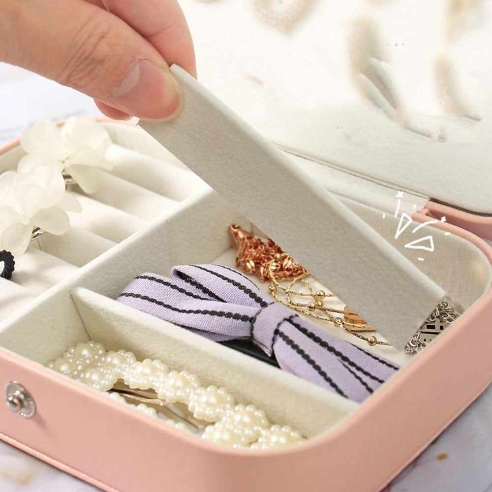 Portable Trave Jewelry Case Jewelry Storage Box for Earrings Rings Necklaces Bracelets Watches Pink