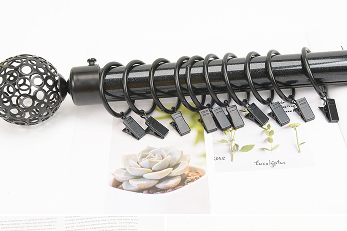 18-Pack Metal Curtain Rings Clips 4.0mm Wire 50mm Inner Diameter-Black