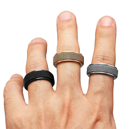 57mm Titanium Steel Spinner Ring Set Silver Black Gold Relaxing Rotating Rings