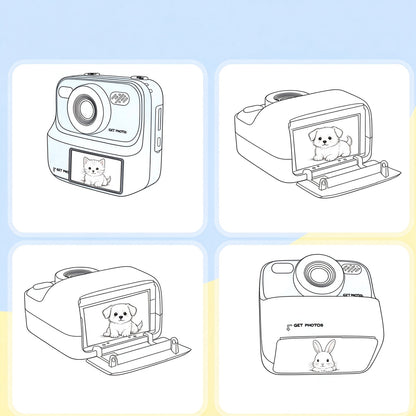 Instant Print Camera for Little Ones Dual Lens Digital Camera with 32G Card - Blue