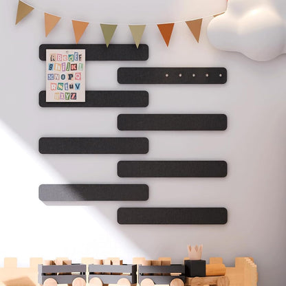 8 Piece Self Adhesive Felt Display Strips with 35 Push Pins - Black