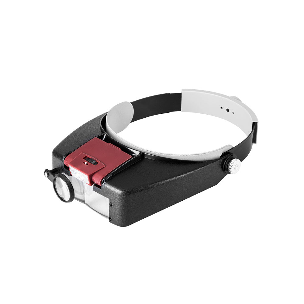 Magnifying Glass Lens with LED Light Lamp Visor Head Loupe Jeweler Headworn Magnifier Red